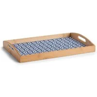 Zeller Present Küchenorganizer-Set Serviertablett "Marokko, Bambus, blau/weiß, 44 x 30 x 5,5 cm