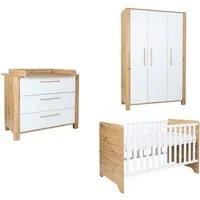 arthur berndt Babyzimmer-Komplettset Babyzimmer Set »Marlon« 3-teilig, (Set, 3-tlg., Kleiderschrank, Kinderbett und Wickelkommode)