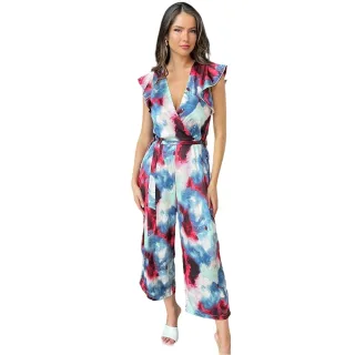 AX Paris - Jumpsuit für Damen, Wickel, Polyester (Bunt bedruckt)