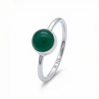 mantraroma Silberring SAMA rund aus 925 Silber mit grünen Onyx (Ring mit Schmuckbeutel), Damenring aus 925er Silber