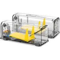 HEIMWERT Kleintierkäfig Lebendfalle Mausefalle Mäuse 2er-Set, mit Wasser Speicher + Köderbox + Ventilationsöffnungen