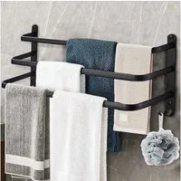 JEOBEST Handtuchhalter Handtuchstangen Aluminium mit Haken Einziehbar 50CM, 3 Tier., Handtuchstange Bad Wandmontage, Ohne Bohren