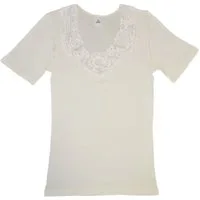 Toker Collection® Unterziehshirt Damenhemd Spencer Halbarm mit extra breiter Spitze (Packung, 1 Stück) aus reiner Baumwolle