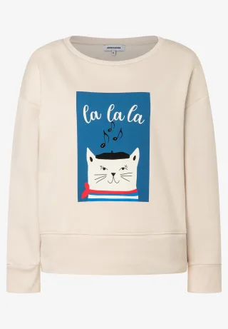 MORE & MORE - Sweatshirt mit Frontprint weiß - Gr. - 36