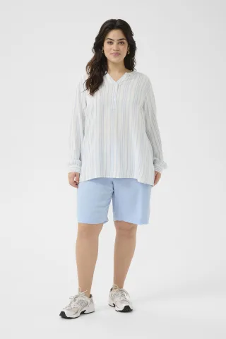 Langarm-Bluse Regular fit Chalk/Soft Chambray Stripe white blue
