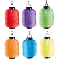 HAC24 LED Lampion 6er Set Solar Gartenlampion Party Garten Laterne Oval Bunt Lampe, LED fest integriert, Kaltweiß, mit Aufhängehaken