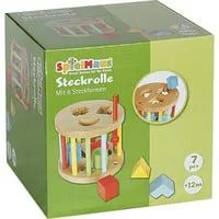 Steckbox rund mit sechs Steinen holz