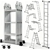 OUTIGO Vielzweckleiter,Aluminium Multifunktionsleiter, 7in1, Sicherheitsschloss (4x3/4x4/4x5 verschiedene Spezifikationen), 7in1 Aluminium Multifunktionsleiter, 150 kg schwer