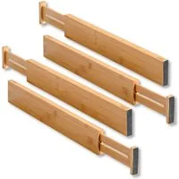 Kesper Schubladeneinsatz Schubladentrenner 4er Pack aus Bambus, 45.5 x 1.5 x 6 cm, Farbe: Braun