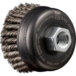 PFERD TOOLS POS Topfbürste 2-reihig gezopft TBG HD 65 mm M14 Edelstahl-Draht für Winkelschleifer - 43305033