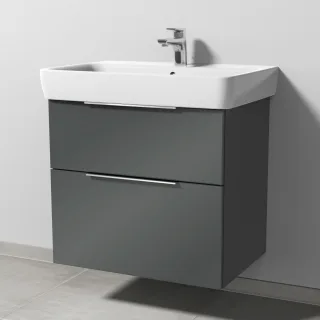 Sanipa 3way Waschtischunterbau zu Geberit Renova Plan Waschtisch mit 2 Auszügen, Anthrazit-Glanz UF87779