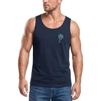 Neverless Tanktop Herren Tank-Top Palme Logo Print Sommer Badge Emblem Minimal Line Art mit Print