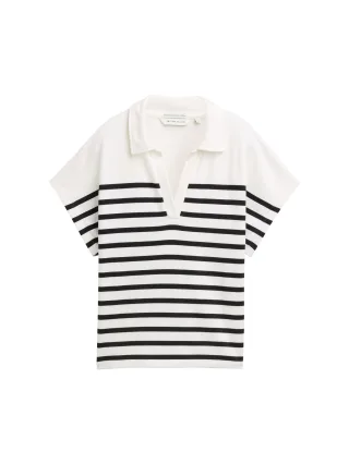Tom Tailor - Sweatshirt in Polo-Optik offwhite navy stripe - Gr. - S
