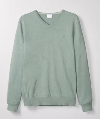 BASEFIELD - V Pullover dusty green melange - Gr. - XL