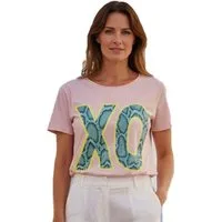 Miss Goodlife T-Shirt XO Snake MG13936 Rundhals Kurzarm mit Front- und Rückenprint - Rosa
