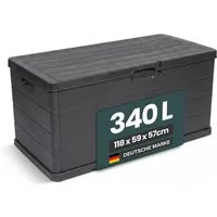 Kreher Kissenbox XXL mit 340 Liter Fassungsvermögen in Holz Optik (Anthrazit)