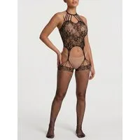 Elegant Love Bodystocking-Ouvert Sexy Damen Catsuit, Ärmelloses Strumpfbody aus Netz (1 St) Stringbody für Damen – Reizwäsche, Bodysuit & Unterwäsche