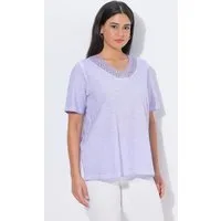 Ulla Popken T-Shirt T-Shirt Spitze Classic V-Ausschnitt Halbarm