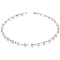 Schmuck Krone Perlenkette Halskette aus echten Perlen & 925 Silber, creme-weiß, Silber 925