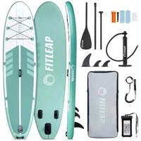 Fitleap Inflatable SUP-Board SUP Board Set mit Hochdruckpumpe, verstellbarem Paddel und Rucksack -…, Robustes Material, Komplettes SUP-Set, stabil, Leicht transportierbar