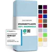 Jacobson Spannbettlaken aus 100% Baumwolle, Jersey Bettlaken 160 g/m², Spannbetttuch mit Gummizug, pflegeleicht & viele Farben