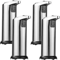 Haushalt International Seifenspender Automatischer Seifenspender Desinfektionspender (gib Seife flüssig ab), (4-tlg), aus Edelstahl und Chrom mit Infrarotsensor