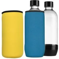 kwmobile Kühltasche 2x Schutzhülle für SodaStream Glasflasche, Neopren Hülle - Flaschen Kühler für Wasser Karaffe in Hellblau Gelb
