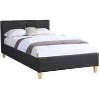 CARO-Möbel Polsterbett ANAIS, Einzelbett 120x200 cm Bettgestell mit Lattenrost & Stoffbezug schwarz