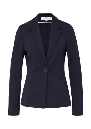 comma - Taillierter Blazer aus weichem Jersey mit Reißverschlusstaschen blau - Gr. - 36