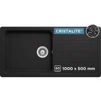 Schock Granitspüle COMO D-100L, eckig, 100/50 cm, Ablauffernbedienung, Inklusive ab- und Überlaufgarnitur, Drehhexcenter, Diamantbohrer