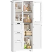 HOMECHO Hochschrank Badezimmerschrank mit 3 Türen und 3 Schubladen