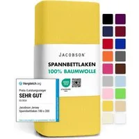 Jacobson Spannbettlaken aus 100% Baumwolle, Jersey Bettlaken 160 g/m², Spannbetttuch mit Gummizug, pflegeleicht & viele Farben