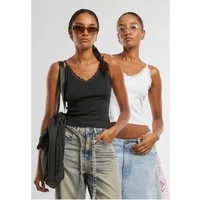 URBAN CLASSICS Shirttop Ladies V-Neck Lace Top 2-Pack