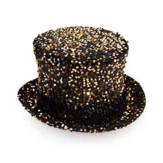 Zylinder "Pailletten", gold/schwarz