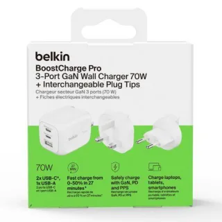 Belkin BOOST Charge 70W Ladeger. 2xUSB-C PD 1xUSB-A ws.WCH018hqWH