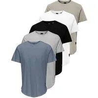 ONLY & SONS T-Shirt ONSMATT LONGY SS TEE 5-PACK (Packung, 5-tlg) Baumwolle, relaxed fit