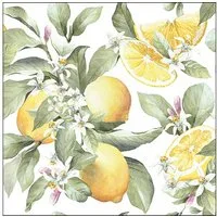 Ambiente Luxury Paper Products Papierserviette, Servietten Papier 33x33cm 3-lag mit Zitronen & Blüten Motiv 20 Stück