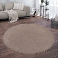 KADIMA DESIGN Teppich waschbar Unifarben Wohnzimmer schmutzabweisend Teppich Kurzflor, Rund, Höhe: 14 mm, Florhöhe: 10 mm, Polyester, Rund, 80D, Taupe