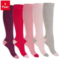 Footstar Langsocken Kinder Baumwoll Kniestrümpfe (5 Paar) abgesetzte Ferse/Spitze