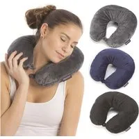 Smoothy Nackenkissen SMOOTHY Reisekissen–Ergonomisches Nackenkissen mit Microbeads & Fleece, Mikroperlen Füllung & Fleece Bezug
