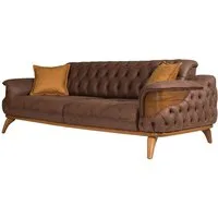 JVmoebel Chesterfield-Sofa Braunes Leder Sofa im Chesterfield-Design mit Zierkissen, Packung 1 Teile, Made in Europa