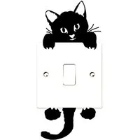 Agger Wandsticker Katzen-Wandaufkleber für Lichtschalter, schwarze Katzen-Wanddekoration (10 St), Schalterdekoration, Schlafzimmerdekoration,Schalterdekoration