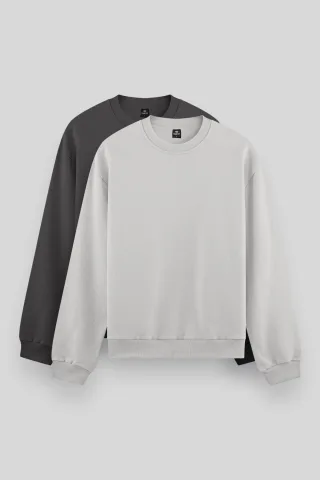 Herren Unifarben Rundhals-Sweatshirt