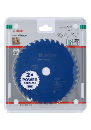 Bosch Professional 1x Kreissägeblatt Expert for Wood (Holz Sägeblatt Ø 165 x 20 x 15 mm 36 Zähne Zubehör Akku Kreissäge)