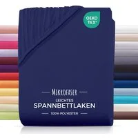 Carpe Sonno Spannbettlaken 90x200 100x200 140x200 160x200 180x200 200x200 Mikrofaser Polyester, Mikrofaser, Gummizug: rundum, (1 Stück), Weiches Spannbetttuch Bügelfrei & Pflegeleicht, 100x200 Navy Blau