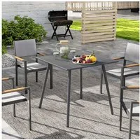 Outsunny Gartentisch 80 x 80 x 74 cm, wetterfest, mit Stahlrahmen, rutschfest, 4 Personen (Campingtisch, 1-St., Buffettisch aus Stahl), für Garten, Terrasse, Balkon, Grau
