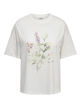 JDY - JDYNINNA S/S OVERSIZE PRINT TOP JRS Cloud Dancer - Gr. - S
