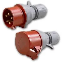 McPower CEE-Stecker CEE Stecker & Kupplung im Set, 16A 415V, IP44, rot