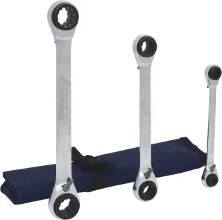 KS Tools 4 in 1 GEARplus umschaltbar Doppel-Ratschenringschlüssel-Satz, 3-tlg - 503.4540