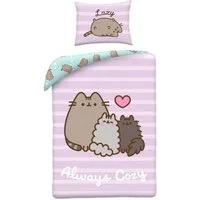 Pusheen Bettwäsche Set aus Mikrofaser Deckenbezug 140 × 200 cm mit 70 × 90 cm Kissenbezug, Mikrofaser, 2 teilig
